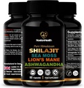 Shilajit, Sea Moss, Lion's Mane ve Ashwagandha Capsules - Zihin, Vücut ve Yaşam Için Kapsamlı Bir Tüm-Bir Wellness Tamamı - 60 Vegan Capsules