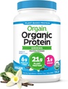 Orgain Organic Vegan Protein Toz + Yeşiller, Vanilla Bean - 21g Plant Temel Protein, Gluten Free, Dairy Free, Lactose Free, Soy Free, No Sugar eklendi, Demir & Prebiyotiks for Gut Health - 1.94lb