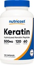 Nutricost Keratin Hydrolized Peptide Capsules - 500MG, 120 Capsules (60 Hizmet) - Non-GMO, Gluten-Free Formula