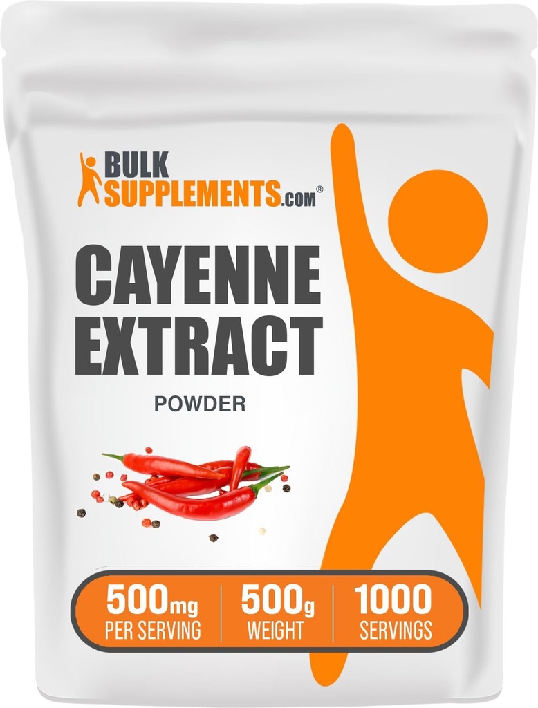 BulkSupplements.com Cayenne Pepper Extract Toz - Capsaicin Supplement, Capsicum Extract - 500 mg of Cayenne Supplement - Gluten Free (500 Grams - 1.1 lbs)