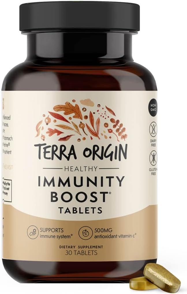 TERRA ORIGIN Immunity Support Supplement | Vitamin C, D3, çinko, Selenium, Turmeric, Echinacea, Ginger & Andrographis with BioPerine | Daily Immune ATM & Antioksi