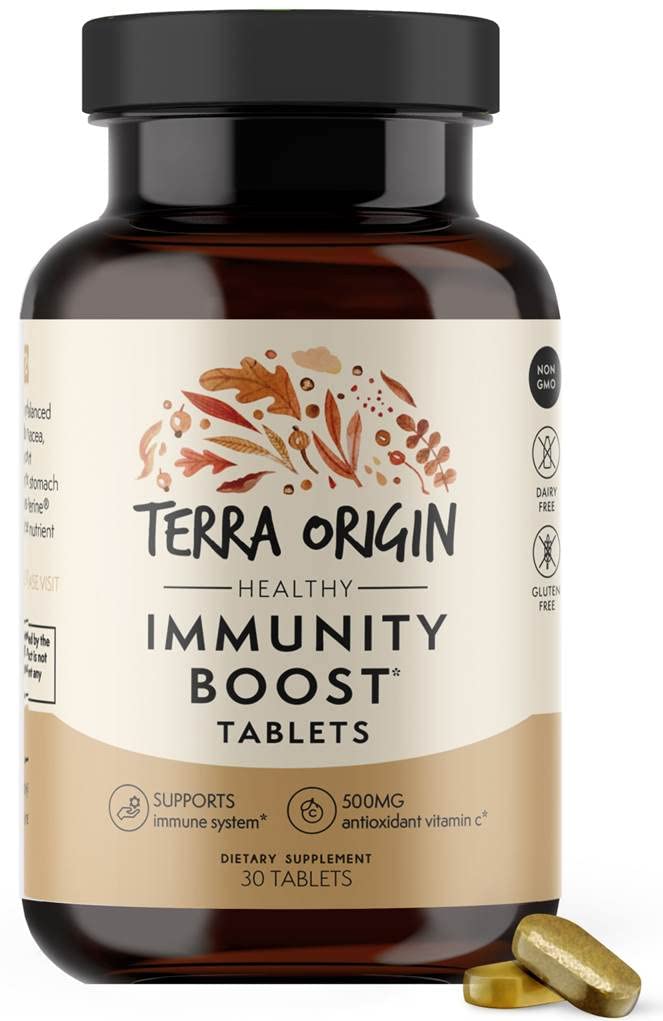 TERRA ORIGIN Immunity Support Supplement | Vitamin C, D3, çinko, Selenium, Turmeric, Echinacea, Ginger & Andrographis with BioPerine | Daily Immune ATM & Antioksi