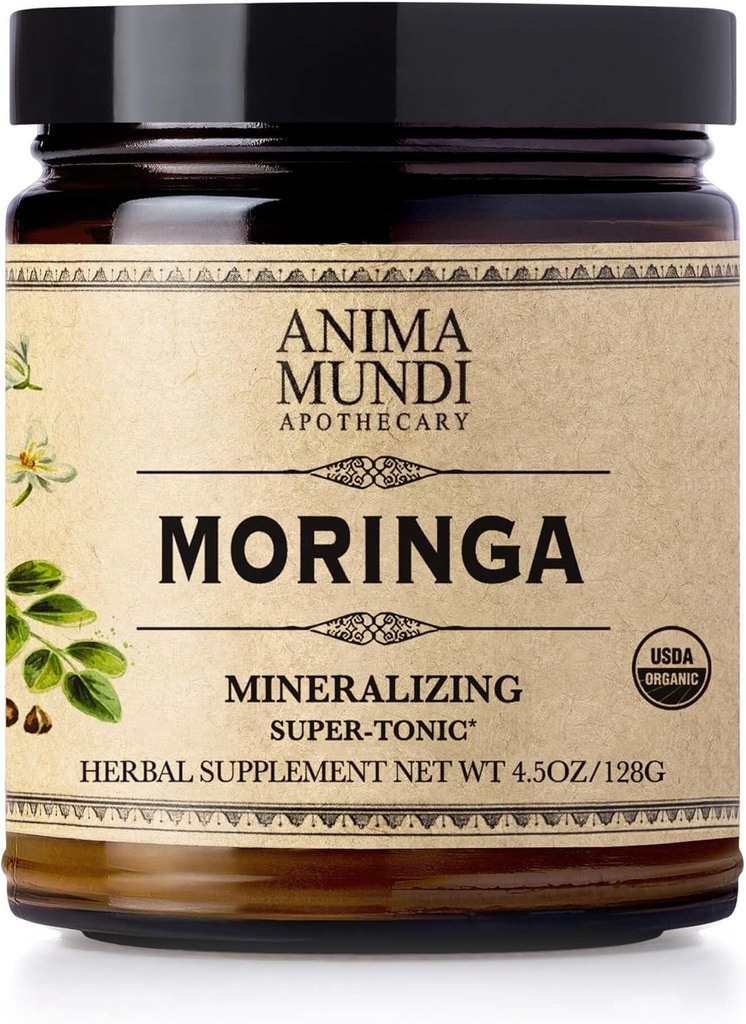 anarşik Mundi Apothecary Moringa Leaf Toz - Pure Organic Rainforest Superfood - Energy Support Supplement, Natural & Non-GMO Green Toz (6oz / 170g)