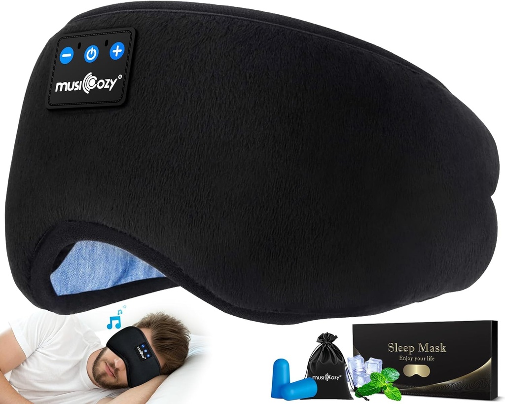MUSICOZY ακουστικά ύπνου Bluetooth 5.4 μάσκα ματιών κεφαλής για τη μαμά γυναίκες άνδρες ασύρματη μουσική ακουστικά για Side Sleepers ενσωματωμένο HD ηχεία Cool Gadgets Μοναδικά δώρα