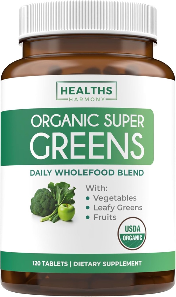 USDA Organic Super Greens Supplement - Βιολογικά Πράσινα Φρούτα και Συμπλήρωμα λαχανικών για Ενήλικες με 28 Superfood Complex με Superfruits Roots Herbs & More - Vegan & Non-GMO (Μέχρι 2 Μήνες Προσφορά)