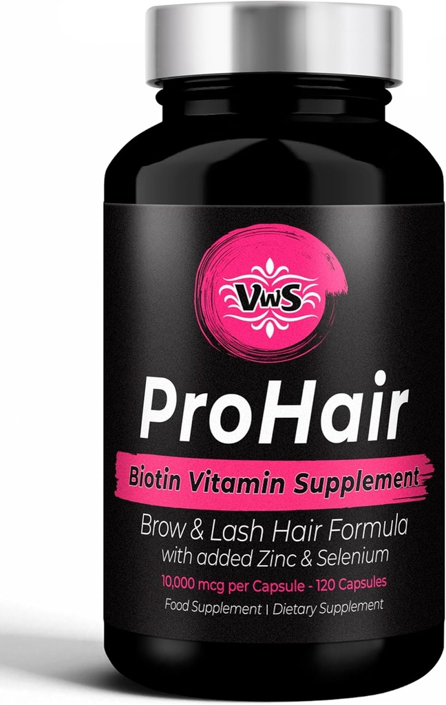 VWS Biotin 10.000 mcg Συμπλήρωμα διατροφής w/Zinc & Selenium για την προώθηση της τριχόπτωσης Thicker, ισχυρότερα νύχια & υγιές δέρμα για γυναίκες και άνδρες, 120 κάψουλες Vegan