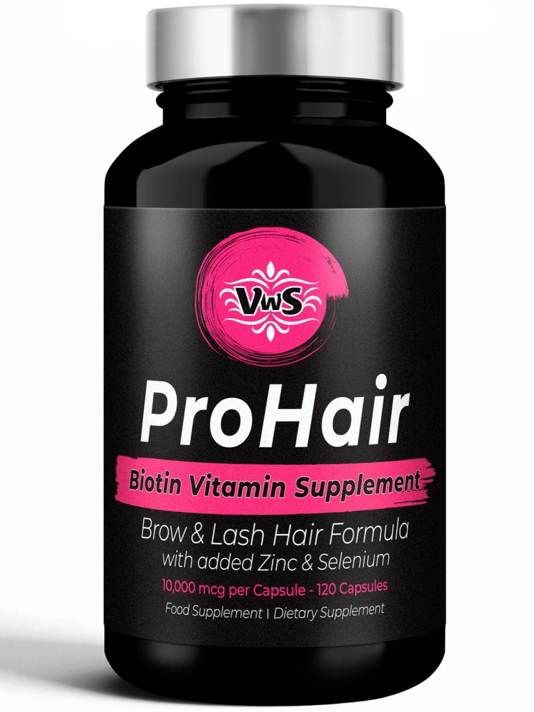 VWS Biotin 10.000 mcg Συμπλήρωμα διατροφής w/Zinc & Selenium για την προώθηση της τριχόπτωσης Thicker, ισχυρότερα νύχια & υγιές δέρμα για γυναίκες και άνδρες, 120 κάψουλες Vegan