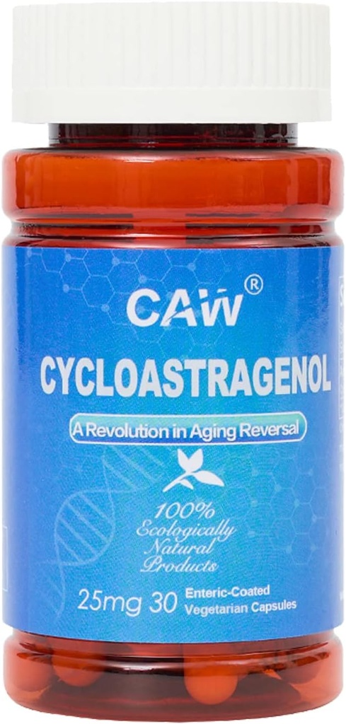 CAW Hipervitamin Cycloastragenol 98 25 mg 30 Caps | Telomere Support Anti-Aging | Hücre Sağlığı Immune ATM | Enteric-Coated Capsules (1 Şişe)