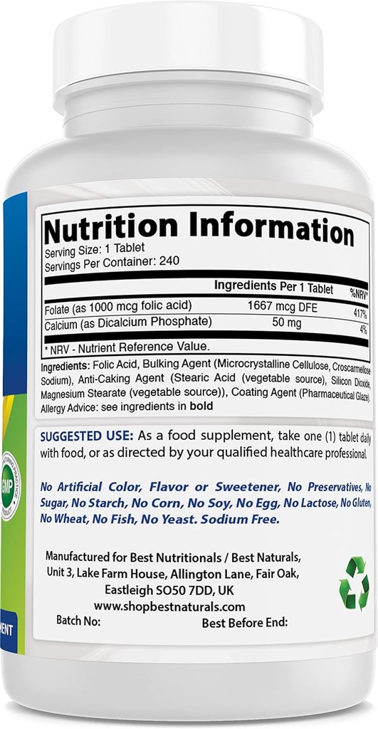 En İyi Doğal Folic Asit 1000 mcg & Hoffman Magnezyum 500 mg