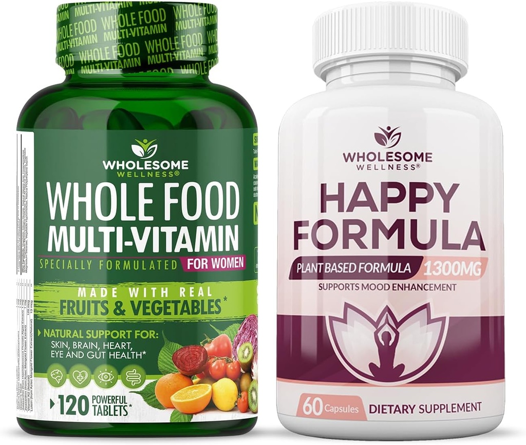 Kadınlar için Tüm Gıda Çok Vitamini - Doğal Çok Vitaminler, Mineraller, Organik Türler Mutlu Formula Doğal Formül Yardım Supplement Paketleri