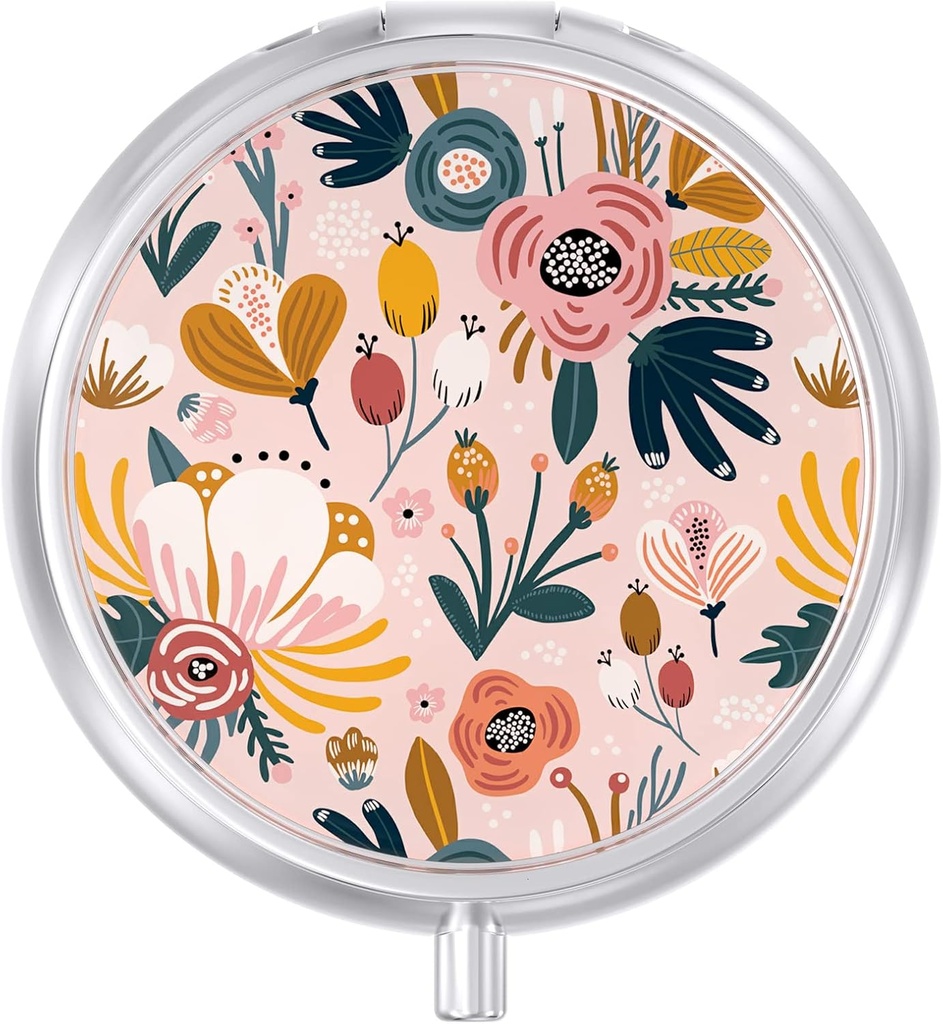 Pill Case, Purse için Sevimli Seyahat Pill Box, Moisture Kanıt Küçük Tıp Sahibi, Portatif Pocket Medicine Vitaminleri Tutmak için Kombinasyon, Cod Liver Oil, Supplements, Pink Flower Flower