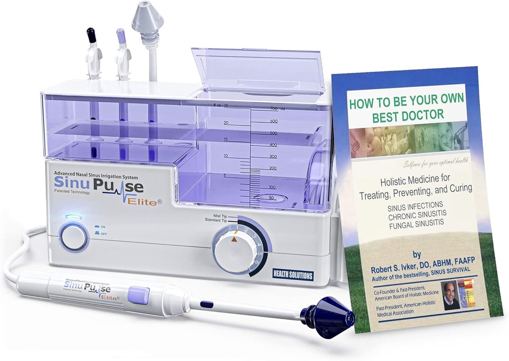 SinuPulse Elite Advanced Nasal Irrigation System, Pulsating Nasal Congestion Relief & Sinus Rinse Machine, More effective Than Neti Pot, Nose Spray or Nasal Wash Şişe, 30 SinuAir Packets