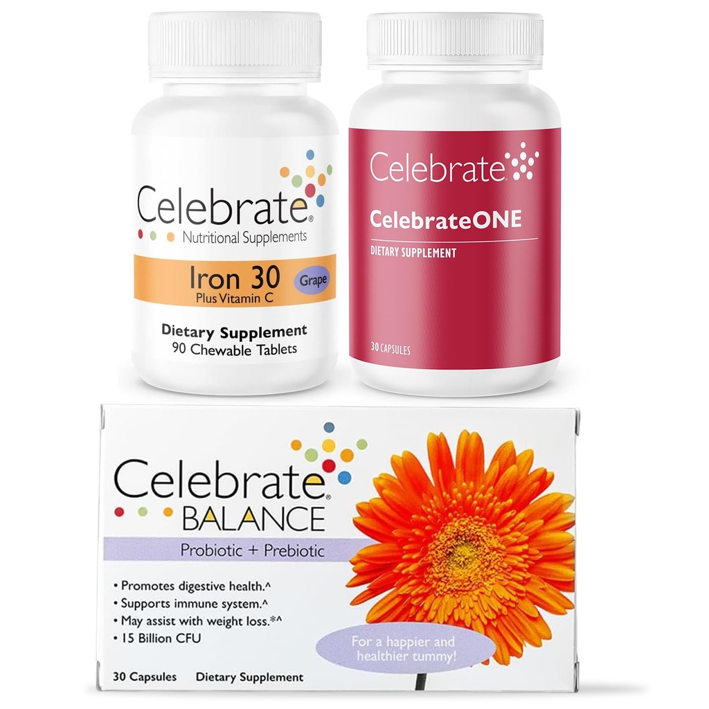 Vitamin Bariatric Sche - Gülümseme Çokvitamin, Vitamin C Chewables ile Demir ve Denge Probiyotik + Prebiyotik - WLS Recovery & Digestive Support for WLS Recovery