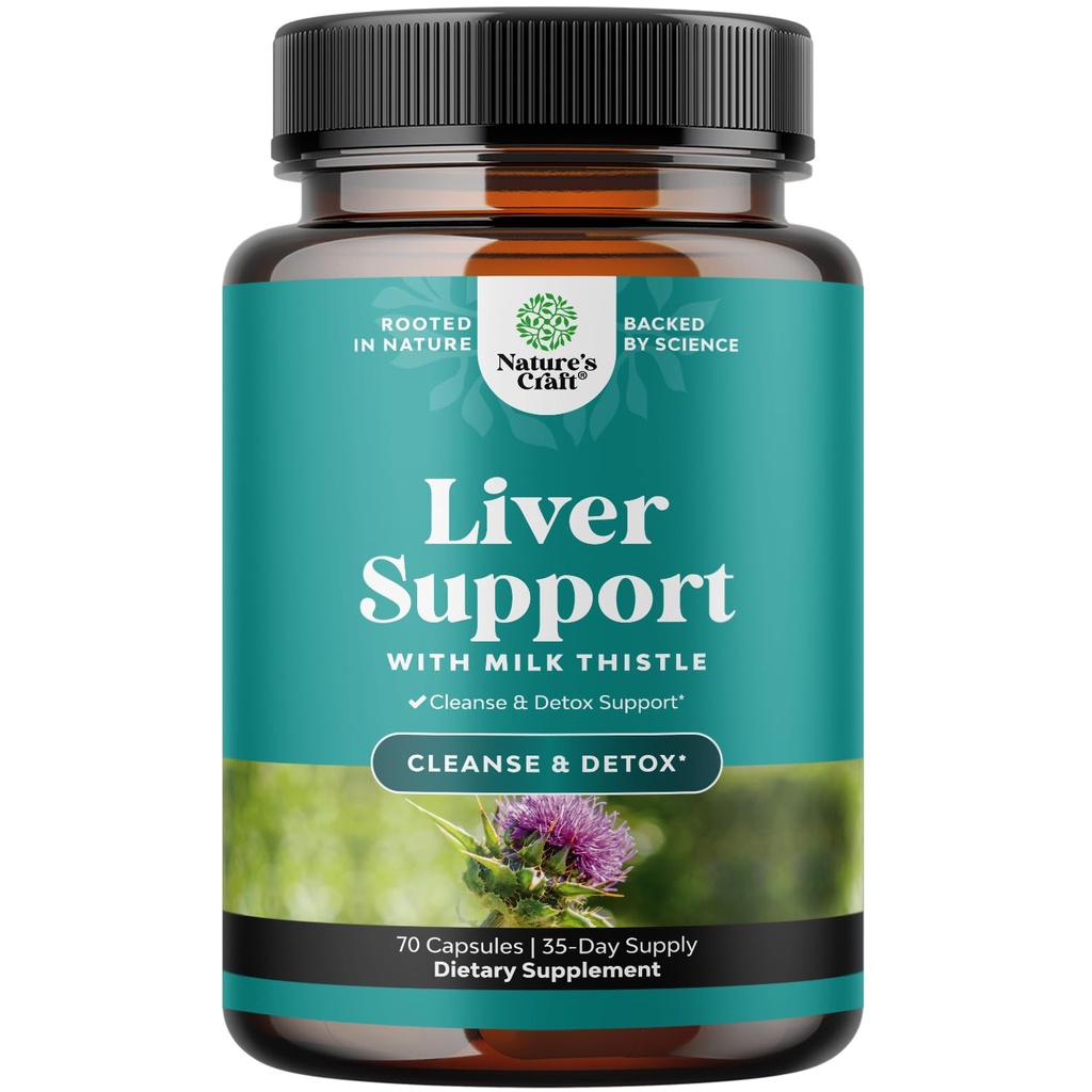 Liver Cleanse Detox & Repair - Milk Thistle Supplement for Digestion & Immune Health - Ginger Root, Choline & Dandelion Root - Herbal Liver Support with Silymarin, Beetroot & Artichoke - 70 Count