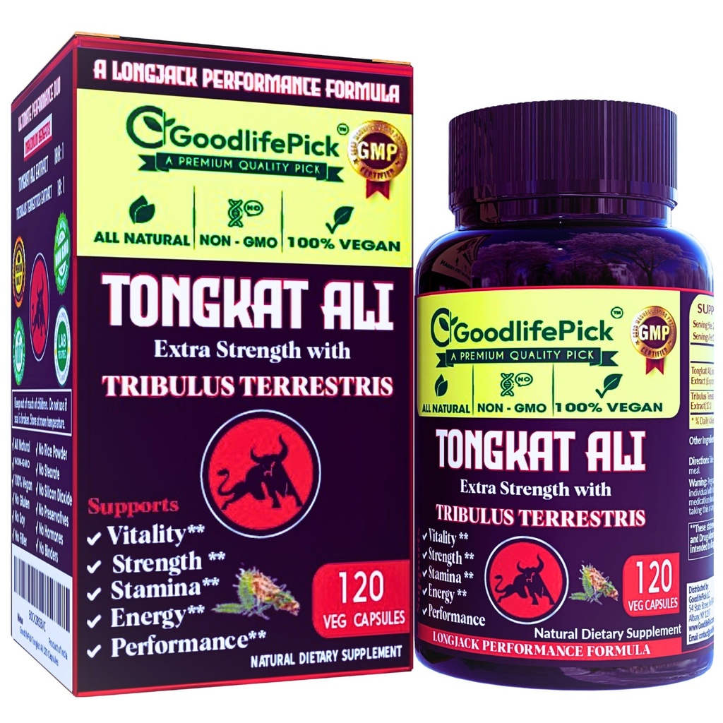Επιπλέον δύναμη Tongkat Ali με Tribulus Terrestris. Ισχυρό (100:1) Longjack/Tongkat Ali Extract. 120 κάψουλες Veg Tongkat Ali για τους άνδρες. όλα φυσικά, μη GMO, Vegan, χωρίς στεατικό, χωρίς σκόνη ρυζιού