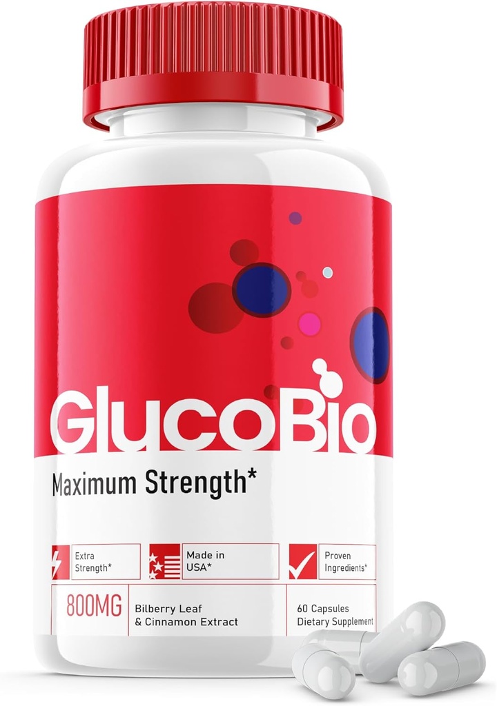 Glucobio Capsules - Resmi Formula - Gluco Bio Support Supplement Pills, Glucobio Health and Wellness Capsules maksimum Güçlü, Glucobio, Gluco Bio Pills Advanced Support (60 Capsules)
