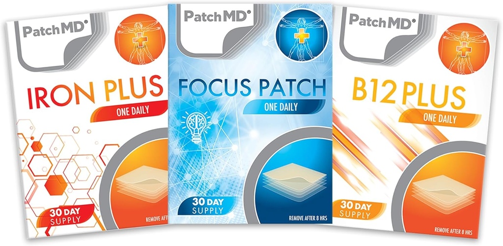 Iron Plus, B12 Energy Plus, & Focus Topical Patch Sche - 30 Days Supply