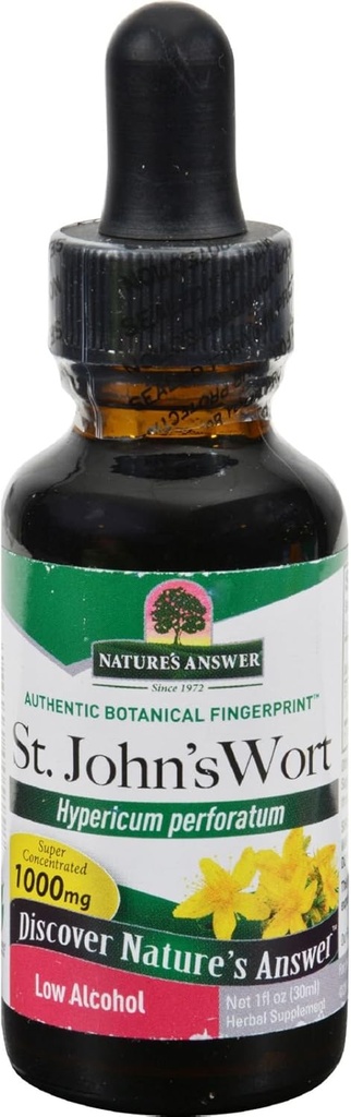 Nature's Answer St. John's Wort Extract with Organic Low Alkol 1 Akış Ounce | Vegan | Non-GMO | Gluten Free | Kosher | Made in the USA | Single Count