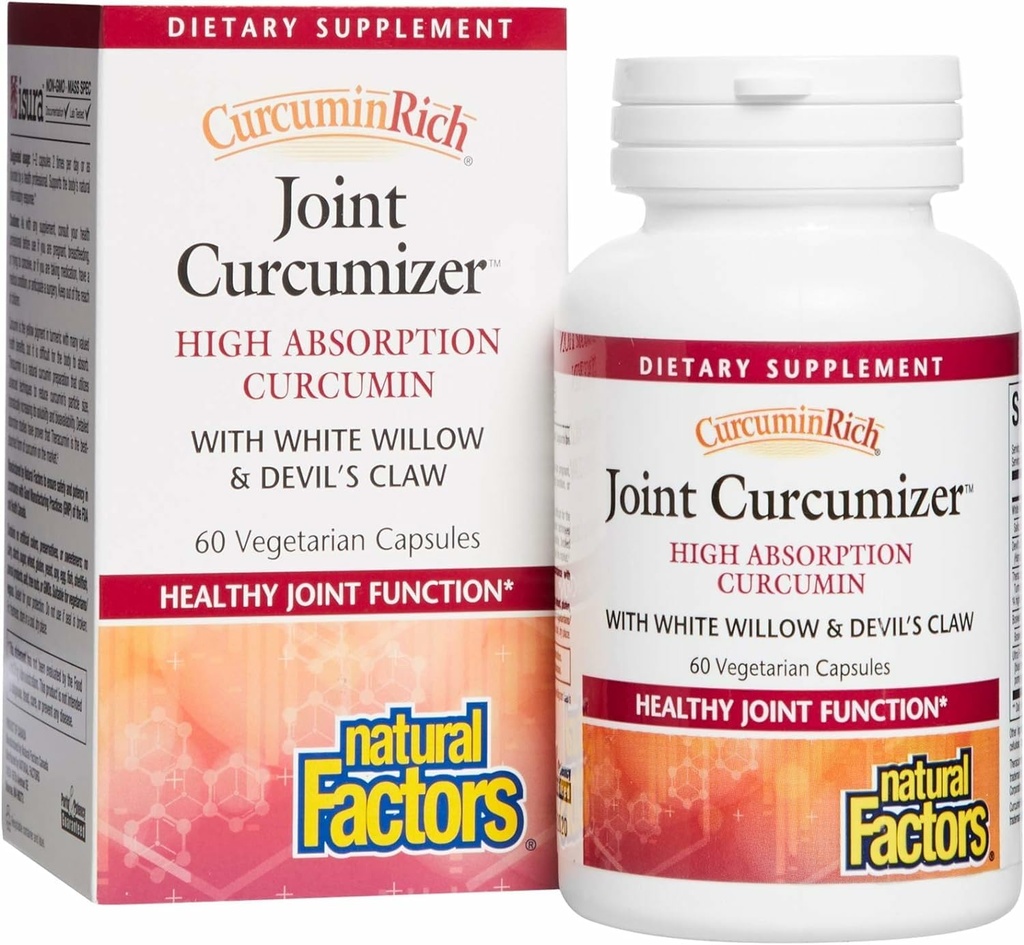 CurcuminRich Joint Curcumizer by Natural Factors, Υποστήριξη Υγιείς αρθρώσεις, καρδιά και φυσική φλεγμονή Ανταπόκριση με Λευκή Γουίλοου, 60 κάψουλες (30 μερίδες)