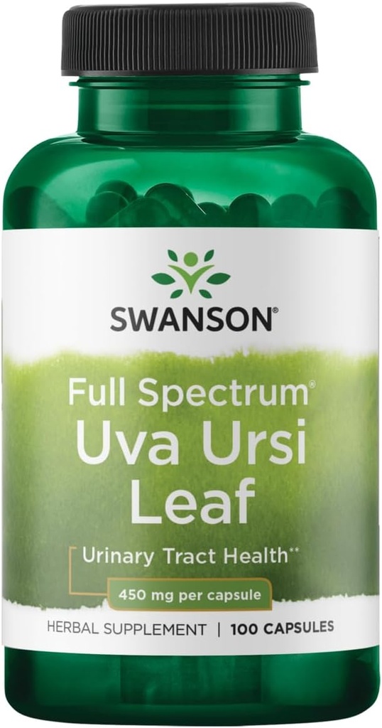 Swanson Full-Spectrum Uva Ursi Leaf - Herbal Supplement Kidney & Urinary Tract Health - Kartiovascular System Function & Bladder Health - (100 Capsules, 450 mg Her)