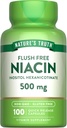 Nature's Truth Flush Free Niacin | 500 mg | 100 Capsules | Non-GMO & Gluten Free Supplement Supplement