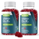 VITEEY Vitamin D3 K2 Gummies - 1000 IU Vitamin D3 ve K2 100mcg - Vejetaryen, Gelatin Free, GMO Free - Tasty Chewable D3K2s Strawberry Flavored Gummy