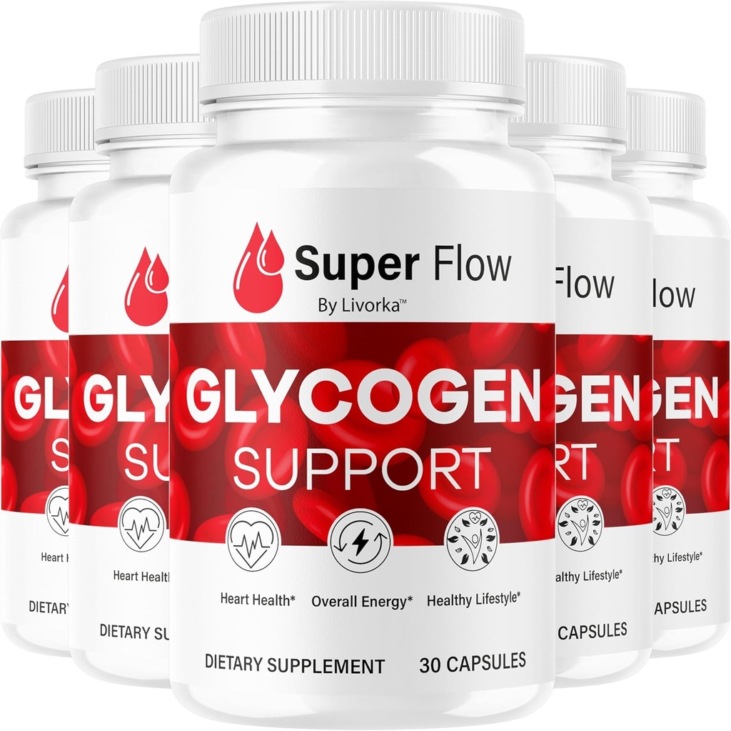 (5 Pack) Super Flow Glycogen - SuperFlow Glycogen Support Capsules, Super Flow, Glycogen Support Super Flow, Resmi SupperFlow Glycogen Support, Super Flow Glyco Optimizer, 150 Capsules For 5 Ay