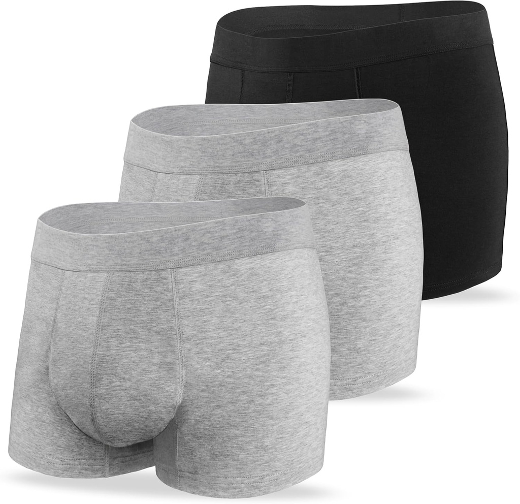 Incontinence Underwear for Men Leak Pro Absorbency 2.3 oz Bladder Control Urine Protection Boxer Briefs Washable Reusable 3 Pack (1 Black-2 Light Gray, M)