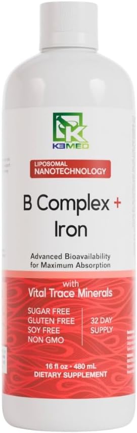 Nanonutrition B Complex + Iron | Liposomal Nanoteknoloji | 100% Doğal Malzemeler | 16 Fl. Oz. | 32 Hizmet