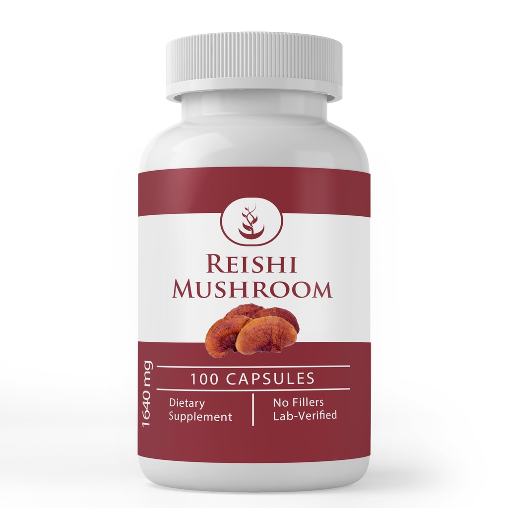 Saf Original Malzemeler Reishi Mushroom, (100 Capsules) Her zaman Pure, Nomixs Or Fillers, Lab TY