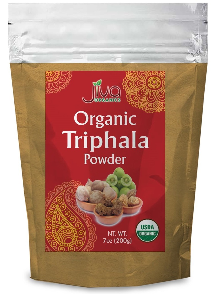 Jiva Organics Organic Triphala Toz 7 Ounce Bag - Ground Amla, Bhibitaki ve Haritaki Meyveler Öldü, 100% Natural & Non-GMOMO