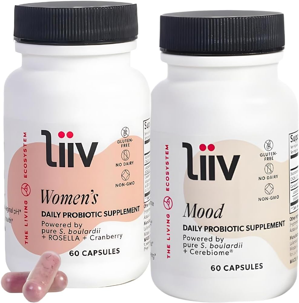 LiiV Mood Boosting Probiyotik & Premium Women's Probiyotik Sche, Whole Body Wellness, Support Digestive Health Vaginal pH Balance & UT Support Support