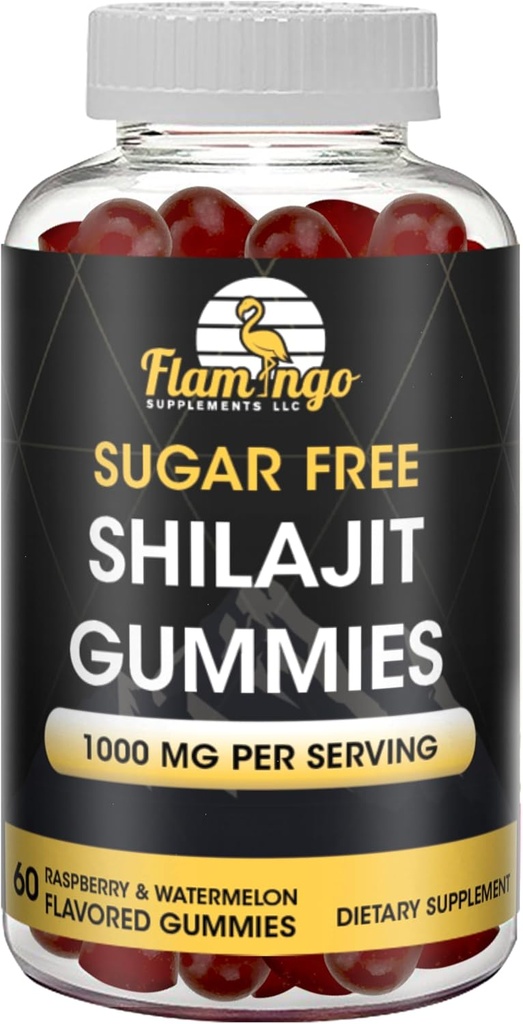 Sugar Free Shilajit Gummies (1000 mg hizmet)- Natural Himalaya Organik Fulvic Acid Shilajit Supplement for Men and Women -60 Gummy Chews