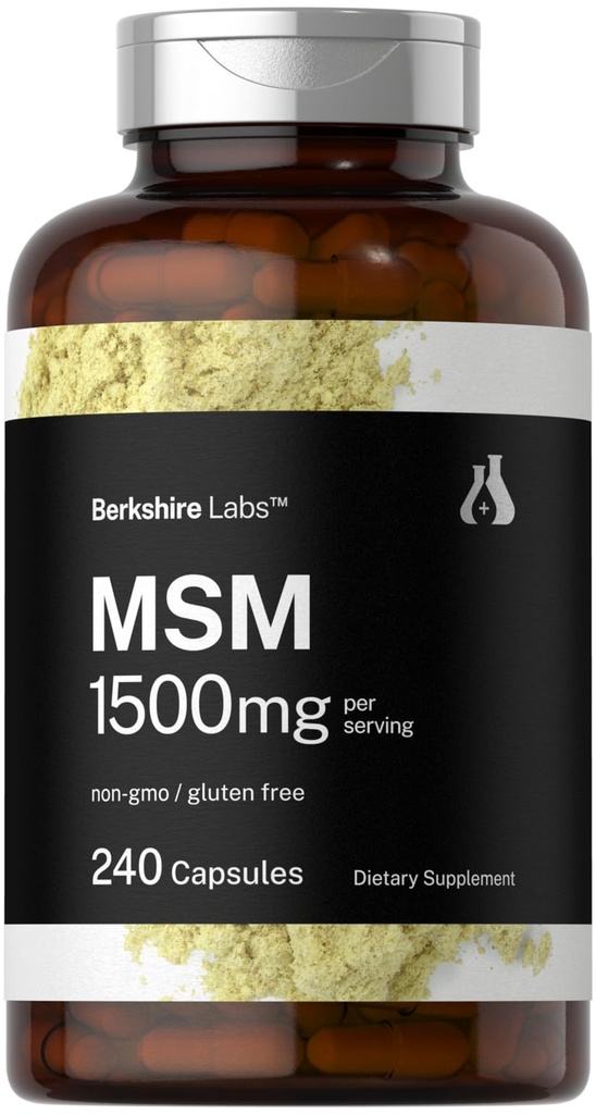 Horbäach MSM Capsules 1500 mg | 240 Count | Non-GMO, Gluten Free Supplement | Berkshire Labs