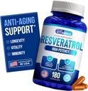 Hizmet başına 1000 mg Vitamins Resveratrol 1000 mg gibi - 180 Swallow Veggie Capsules - Natural Resveratrol Supplement 1000 mg - Anti-Aging ve Immune System