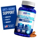 Hizmet başına 1000 mg Vitamins Resveratrol 1000 mg gibi - 180 Swallow Veggie Capsules - Natural Resveratrol Supplement 1000 mg - Anti-Aging ve Immune System