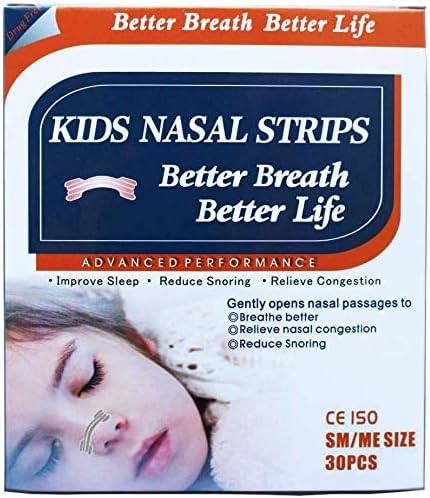 30 Natural Drug-Free Kids Better Breath Nasal Strips for Nasal Congestion, Alerji, Cold, Flu, Sinus, Thingsy Nose, Snoring, Deviated Septum, Sleep Aid, Athletic Performance - Ages 5 and Above