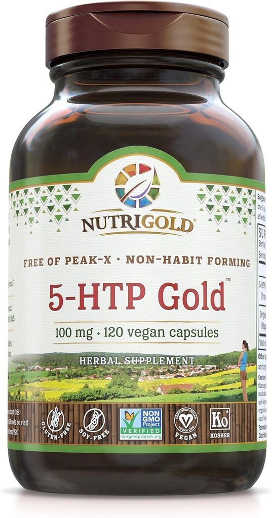 5htp 100 mg, 120 Vejetaryen Capsules - The Gold Standard Pure 5-Htp Extract Garantid Free of Harmful Peak-x, Gmos, & Allergens