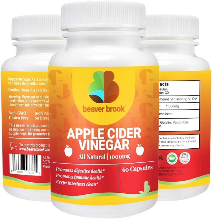 Beaver Brook Apple Cider Vinegar All Natural Diyetary Supplement – 60 Capsules