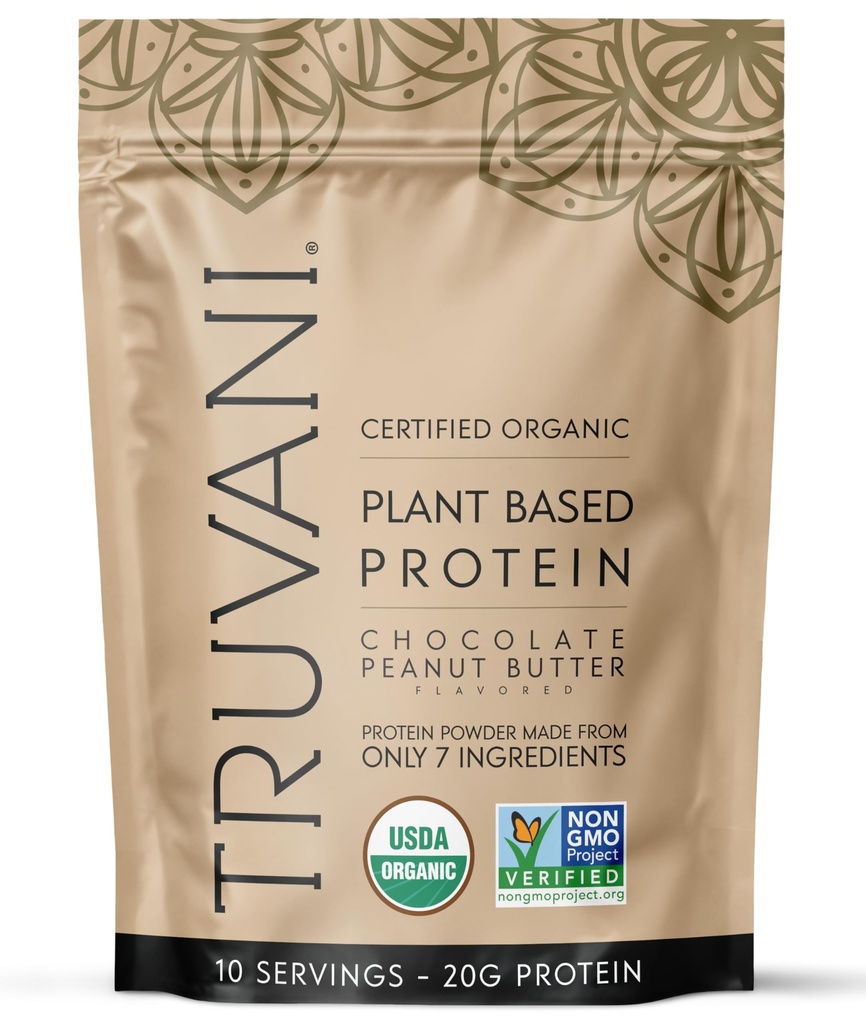 Truvani Vegan Pea Protein Toz | Chocolate Peanut Butter | 20g Organik Plant Temel Protein | 10 Hizmet | Keto | Gluten & Dairy Free | Low Carb | No Ek Olmayan Şeker