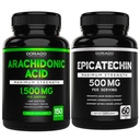 Arachidonic Acid (150 Capsules) - Kas ve Strength Supplement for Muscle Mass & Recovery for Men & Women and Epicatechin Extract (60 Capsules) Destekler Lean Kas Pump & Ligs - Non-GMO & Vegan