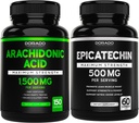 Arachidonic Acid (150 Capsules) - Kas ve Strength Supplement for Muscle Mass & Recovery for Men & Women and Epicatechin Extract (60 Capsules) Destekler Lean Kas Pump & Ligs - Non-GMO & Vegan