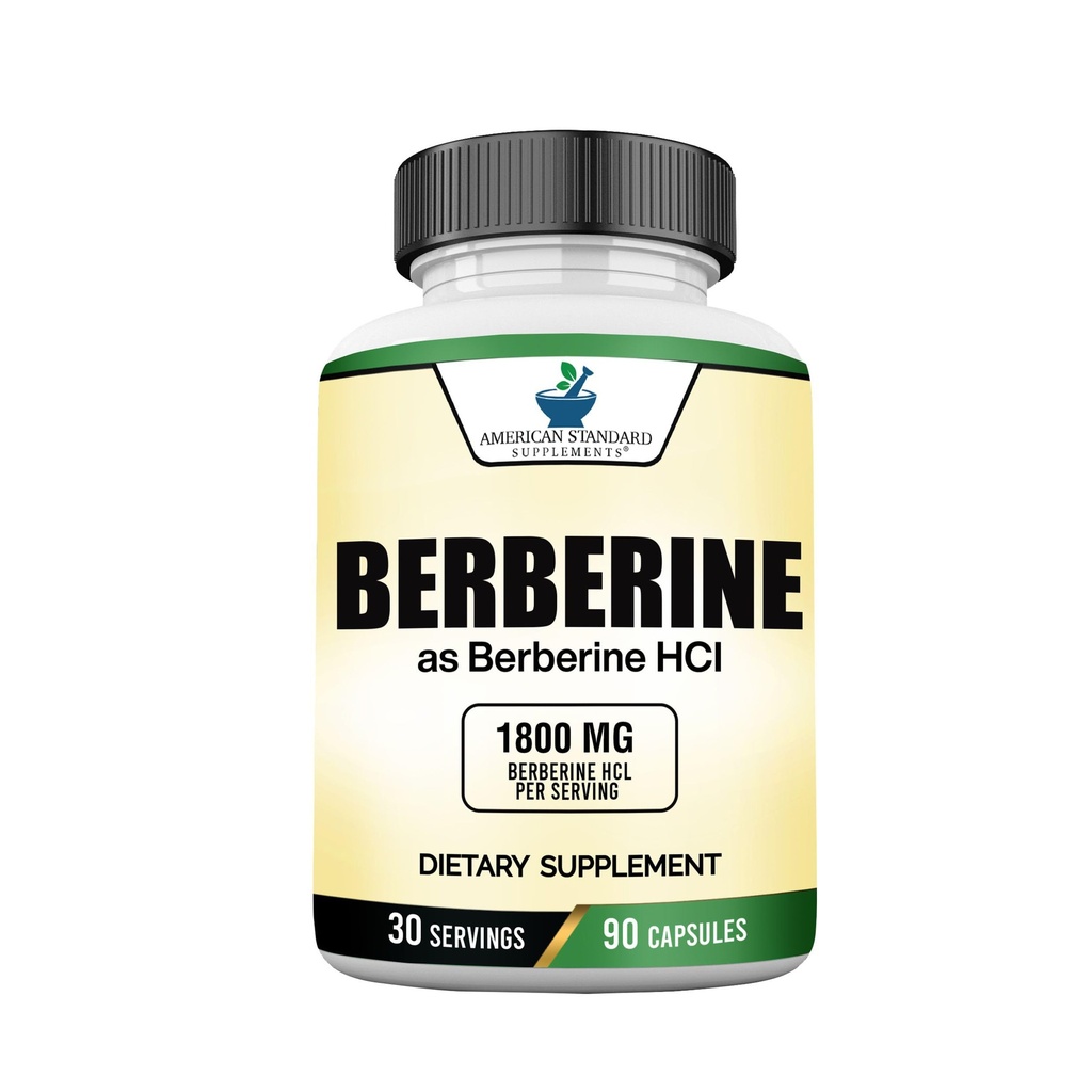 American Standard Supplements Berberine Capsules 1800 mg Per Service, 90 Veggie Capsules