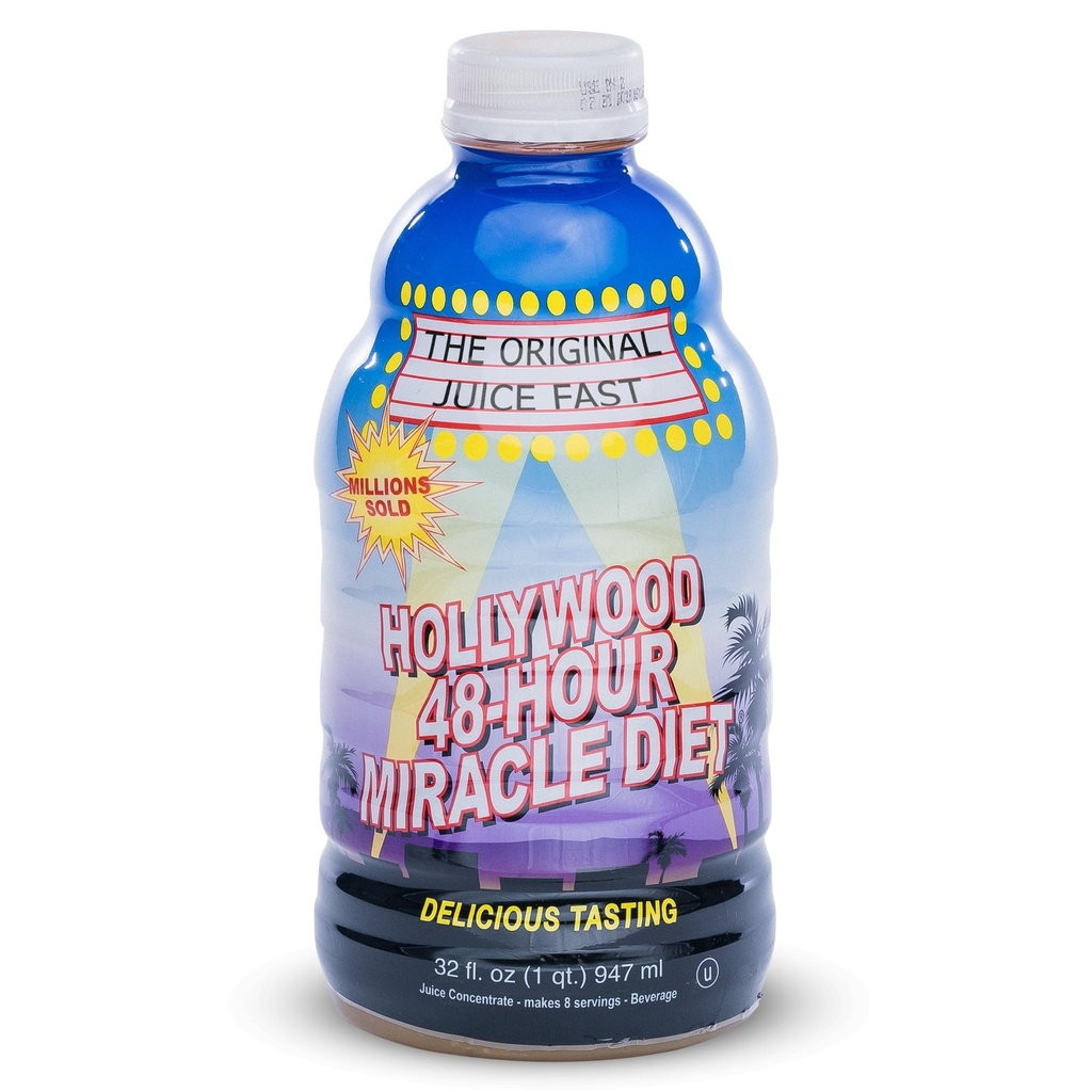 Hollywood diet 48 Hour Detox Cleanse Drink 1 Pack, B-Vitamin Infused Juice for Body Reset, Hydration, and Energy | Ideal for Intermittent Fasting, Bloating Support, Event Prep - Fruity Flavor, 32 oz