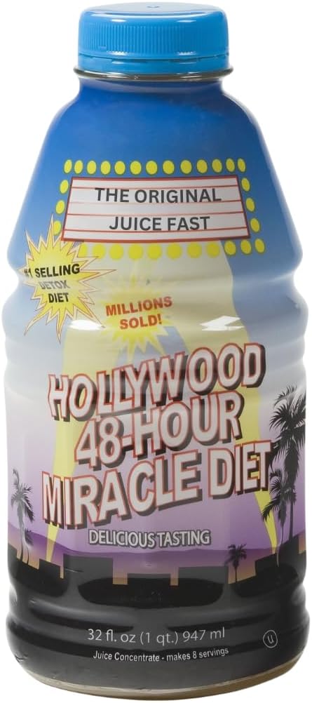 Hollywood diyeti - 48 Saat Mucize Meyve Suyu Temiz Diyet 1Pack, Kilo kaybı ve Rejuvenasyon için Detox Cleanse, Gıda Değiştirme, Hızlı Diyet, Kilo Kaybı, 32 Fl. Oz.