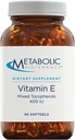 Metabolic Bakım Vitamini E Kompleks (Mixed Tocopherols) 400 D-Alpha D-Beta D-Gamma + D-Delpha Supplement - Cardiovascular + Antioksi Desteği (90 Capsules)