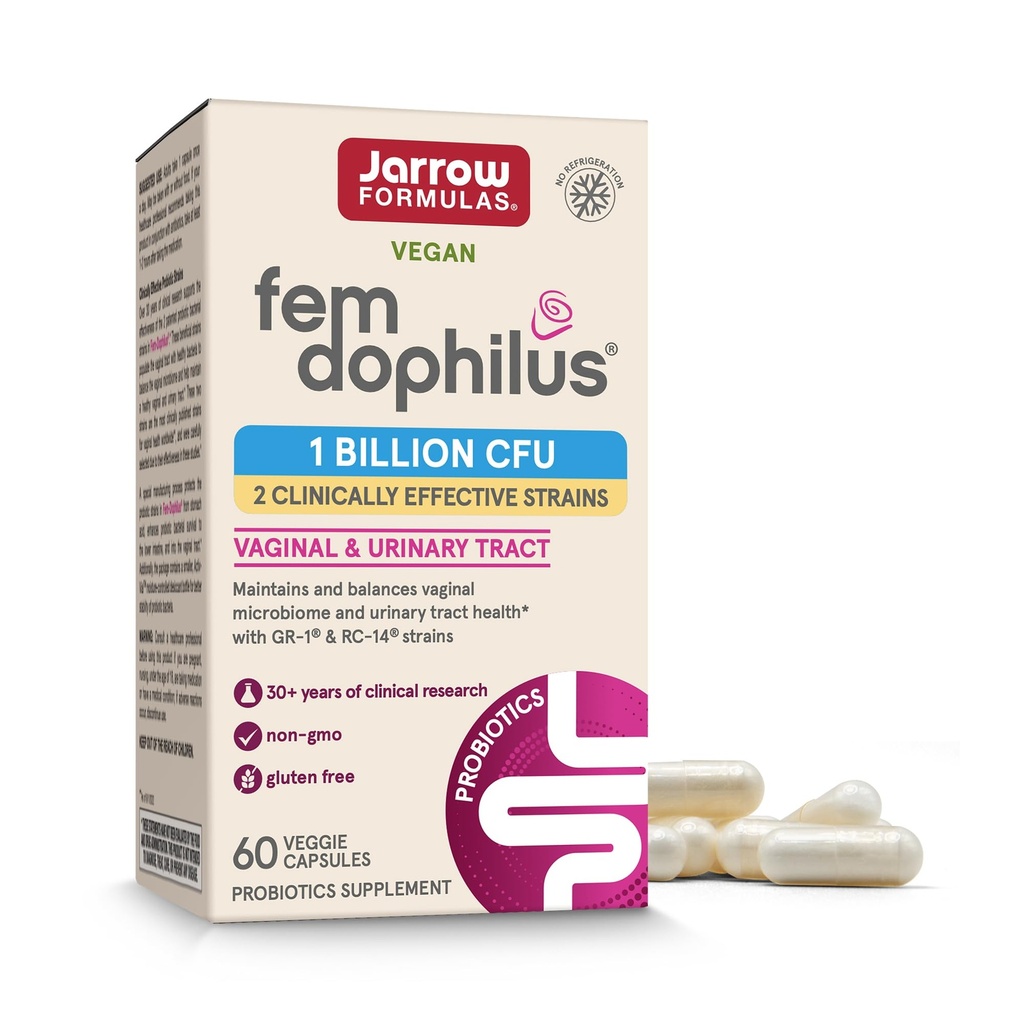 Jarrow Formulas Fem-Dophilus Κολπικά Προβιοτικά 1 Δισεκατομμύριο CFU με 2 Science-Backed Strains, Συμπλήρωμα Διατροφής για Κολπική & Ουρική Φυλλαδική Υποστήριξη, 60 κάψουλες, Μέχρι 60 ημέρες προσφοράς, Ράφι-Σταθερό