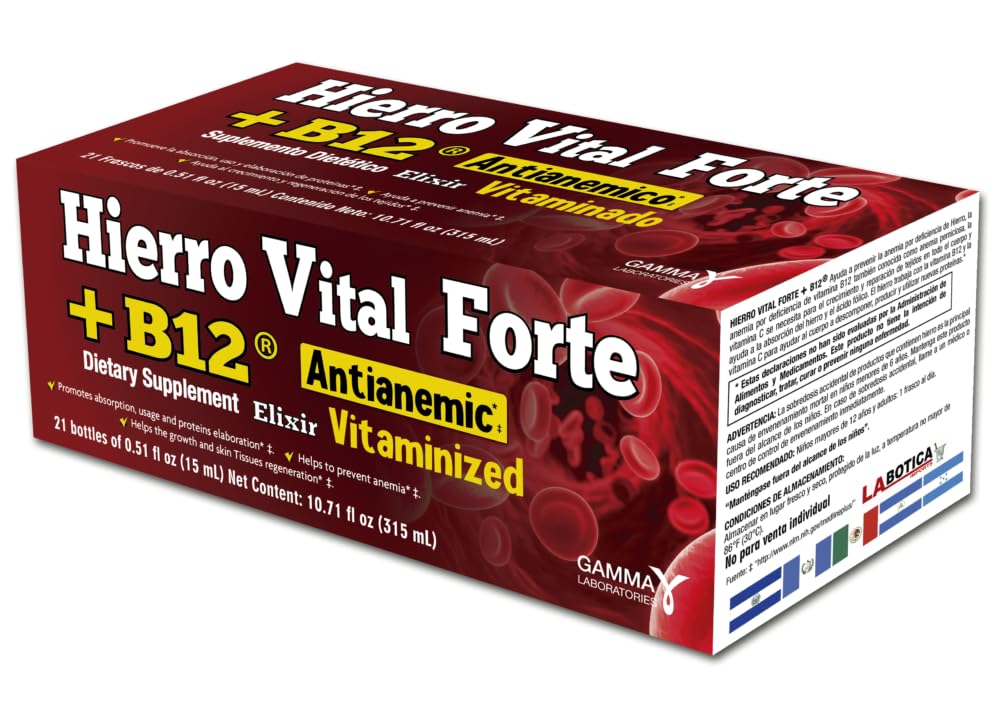 + B12 Diyetsel Tamam - Anti-Anemik, Vitaminli, Apsiyon, Kullanımı ve Proteinleri Elaborasyon, 21 Şişeler (0.51 fl oz Her)