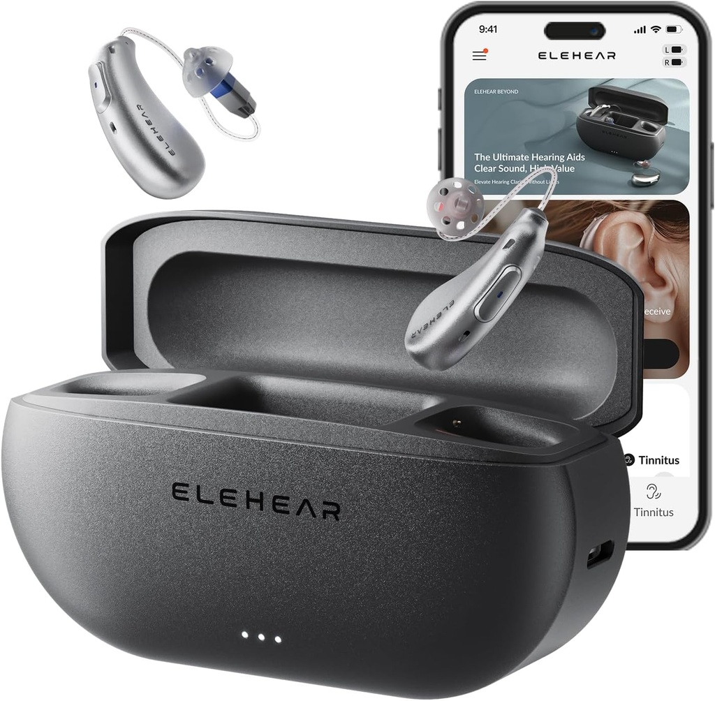 ELEHEAR-Beyond OTC İşitme Aids, AI Powered Konuşma Geliştirme ve Tinnitus Maskeleme, Superior Sound Quality, Connectivity with iOS or Android devices with Bluetooth 5.3, for Seniors and Yetişkinler
