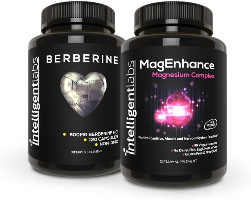 Akıllı Laboratuvarlar 2in-1 MagEnhance Magnezyum Supplement (Magnesium L-Threonate Kompleksi Mg Glycinate ve Mg Taurate) ve Max Strength Berberine 500MG Capsules